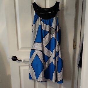 BCBGMaxAzria Blue and Black Abstract Mini Dress